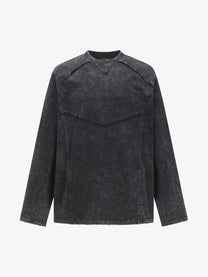 EXTREME CAUSE | Washed Panel Seam Sweatshirt in Black - front view