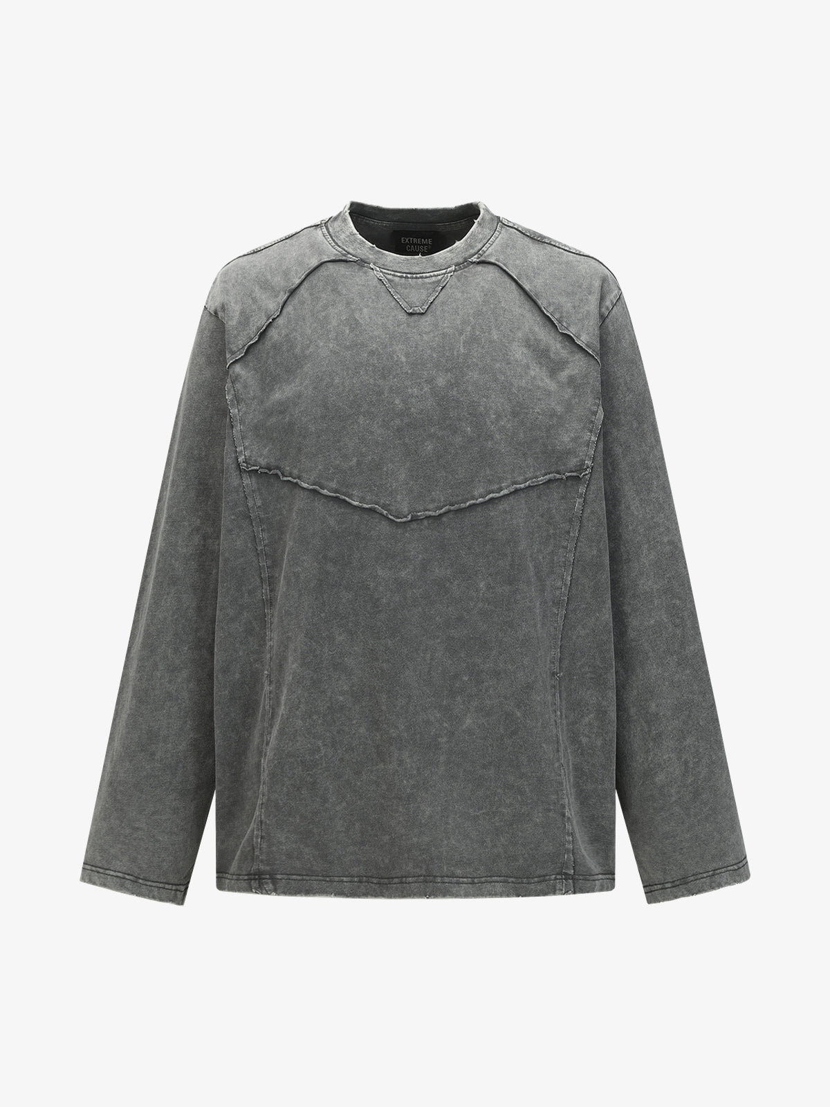 EXTREME CAUSE | Washed Panel Seam Sweatshirt in Gray - front view