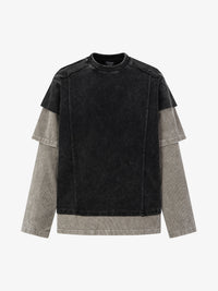 EXTREME CAUSE | Distressed Layered Sleeve Sweatshirt