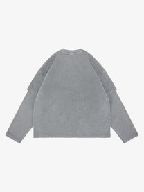 FGSS | Washed Raw Edge Layered Sweatshirt in Gray - back view