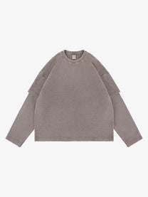 FGSS | Washed Raw Edge Layered Sweatshirt in Brown - front view