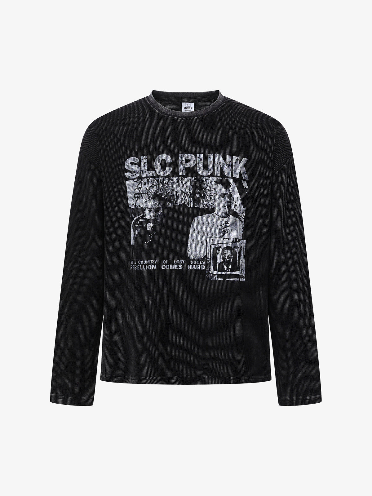 FORN3 | Punk Photo Washed Sweatshirt in Black - front view