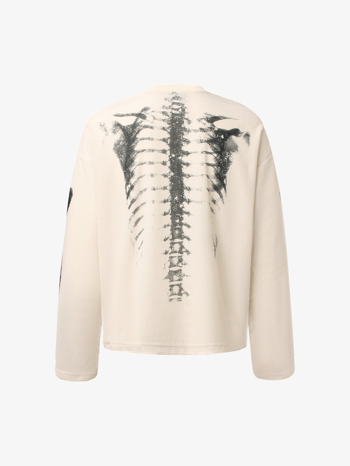 GLFS | Skeleton Ribcage Waffle Sweatshirt in Beige - back view