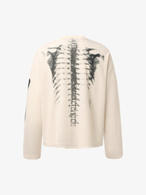 GLFS | Skeleton Ribcage Waffle Sweatshirt in Beige - back view