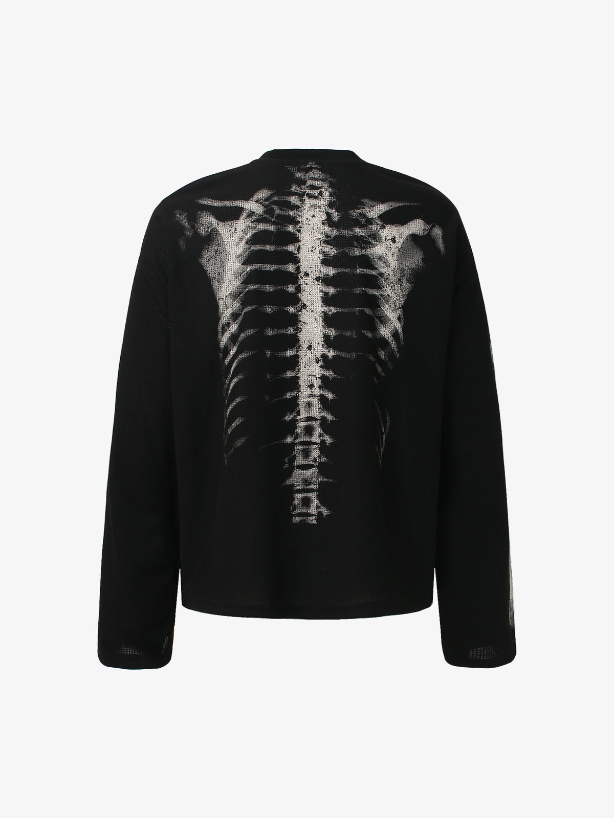 GLFS | Skeleton Ribcage Waffle Sweatshirt in Black - back view