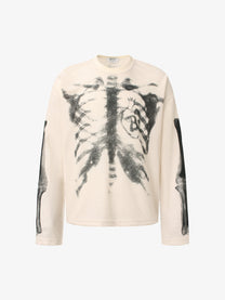 GLFS | Skeleton Ribcage Waffle Sweatshirt in Beige - front view