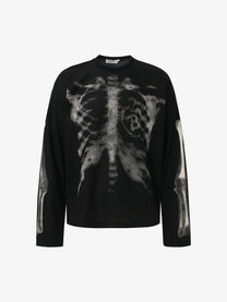 GLFS | Skeleton Ribcage Waffle Sweatshirt in Black - front view