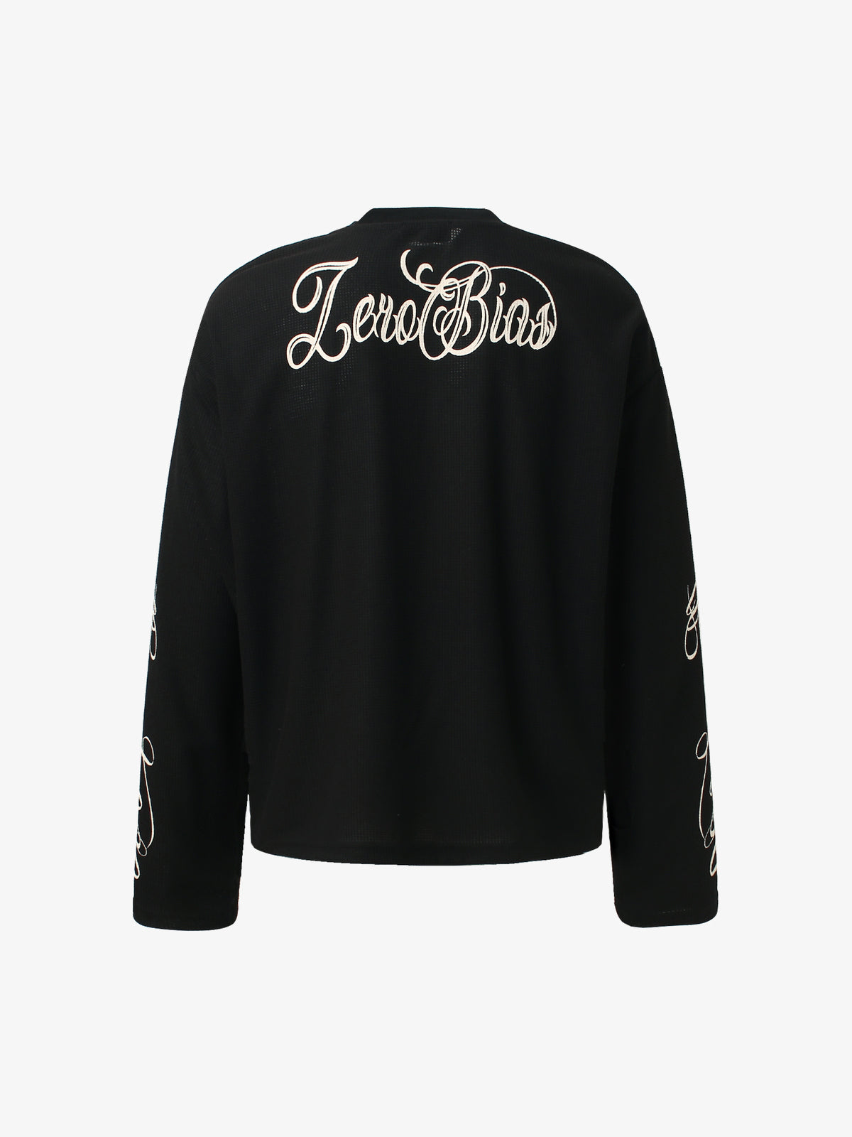GLFS | Fashion Villa Waffle Sweatshirt in Black - back view
