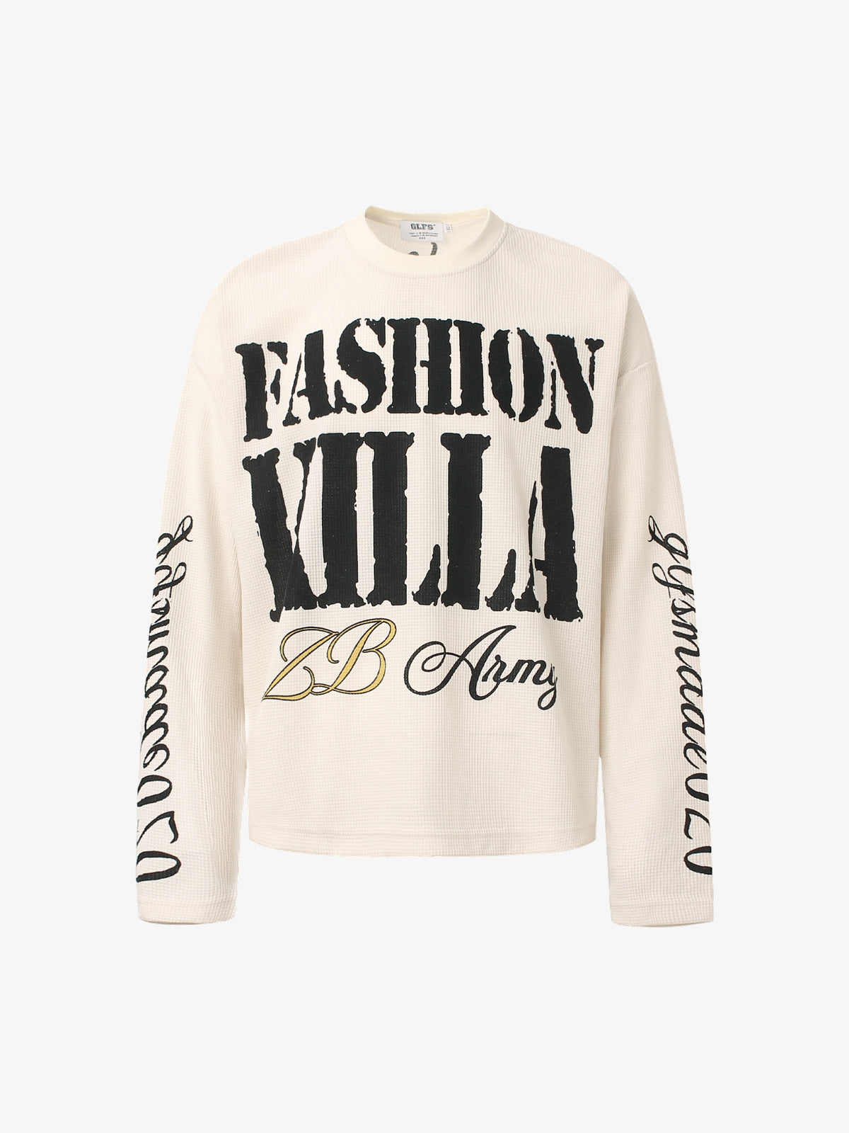 GLFS | Fashion Villa Waffle Sweatshirt in Beige - front view