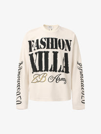 GLFS | Fashion Villa Waffle Sweatshirt in Beige - front view