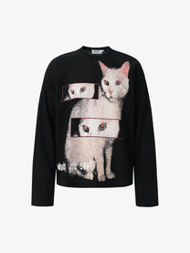 GLFS | Cat Portrait Film Strip Sweatshirt in Black - front view