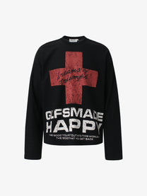 GLFS | Statement Cross Print Sweatshirt in Black - front view