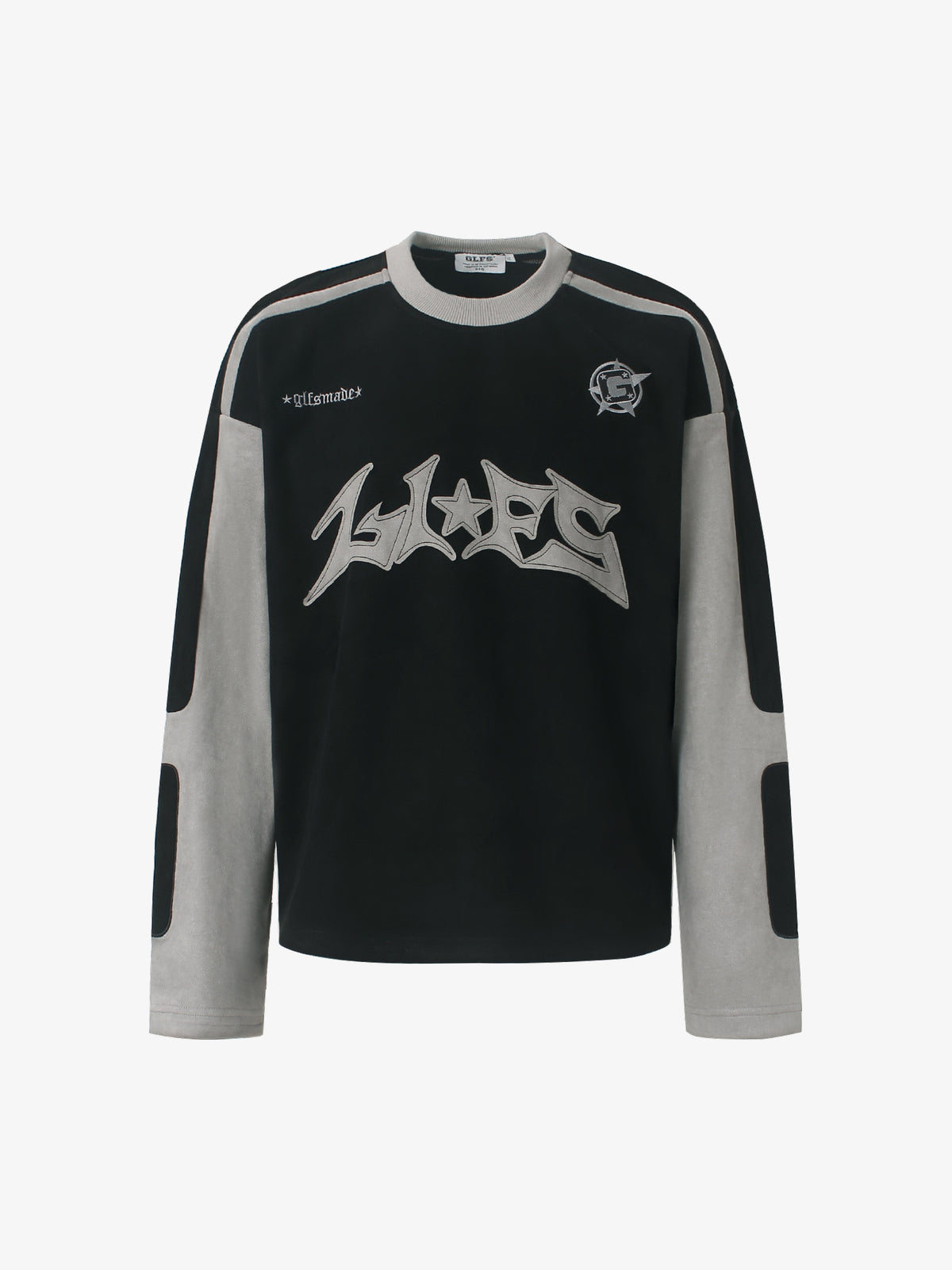 GLFS | Contrast Panel Logo Sweatshirt in Black - front view