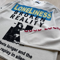 GLFS | Loneliness Text Collage Waffle Sweatshirt - product detail
