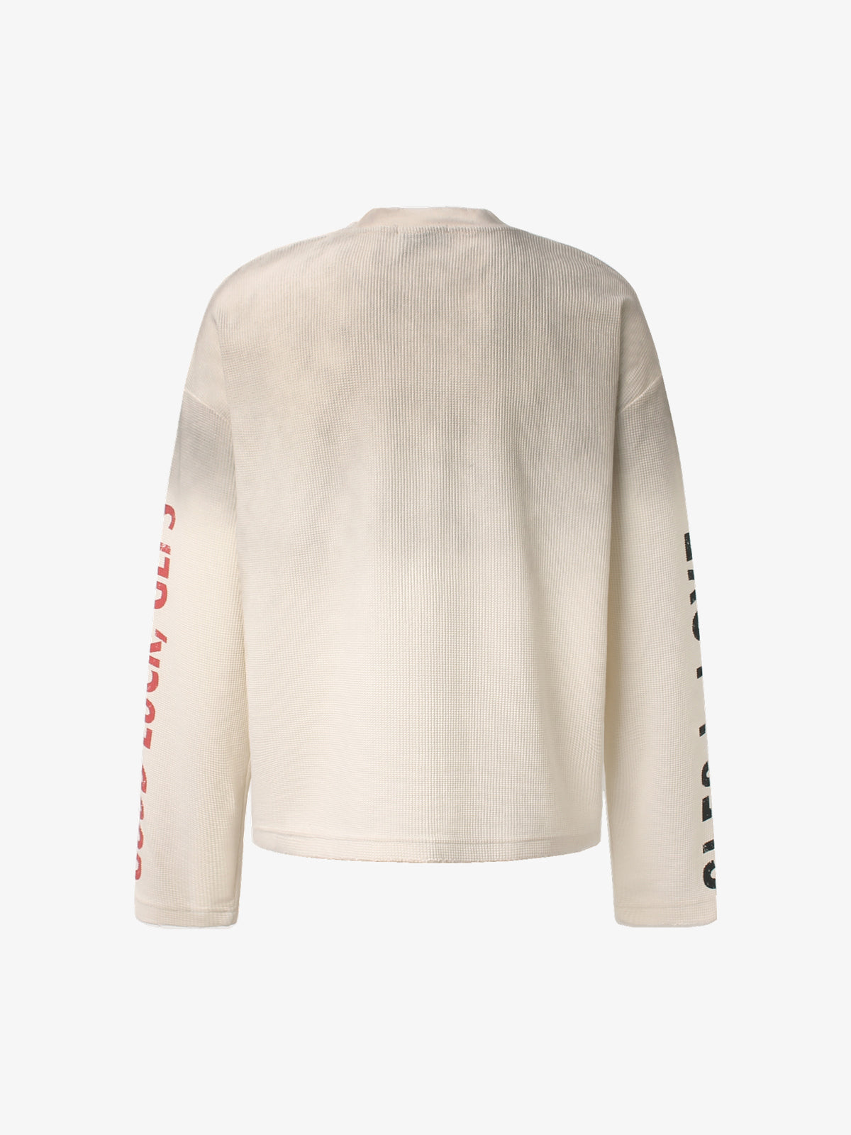 GLFS | Loneliness Text Collage Waffle Sweatshirt in Cream - back view