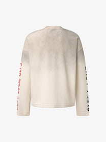 GLFS | Loneliness Text Collage Waffle Sweatshirt in Cream - back view