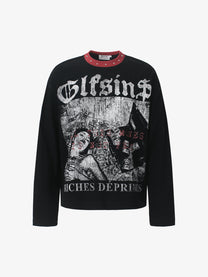 GLFS | Distressed Figure Print Sweatshirt in Black - front view