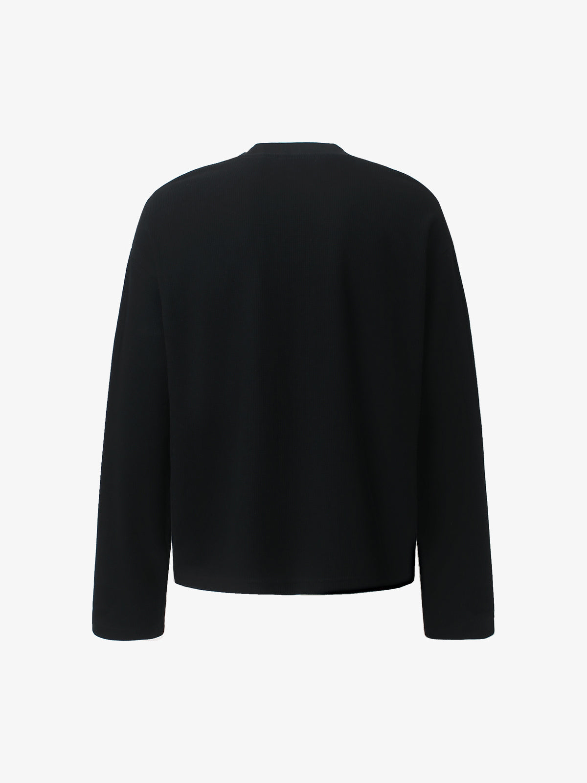 GLFS | Flowing Script Waffle Sweatshirt in Black - back view