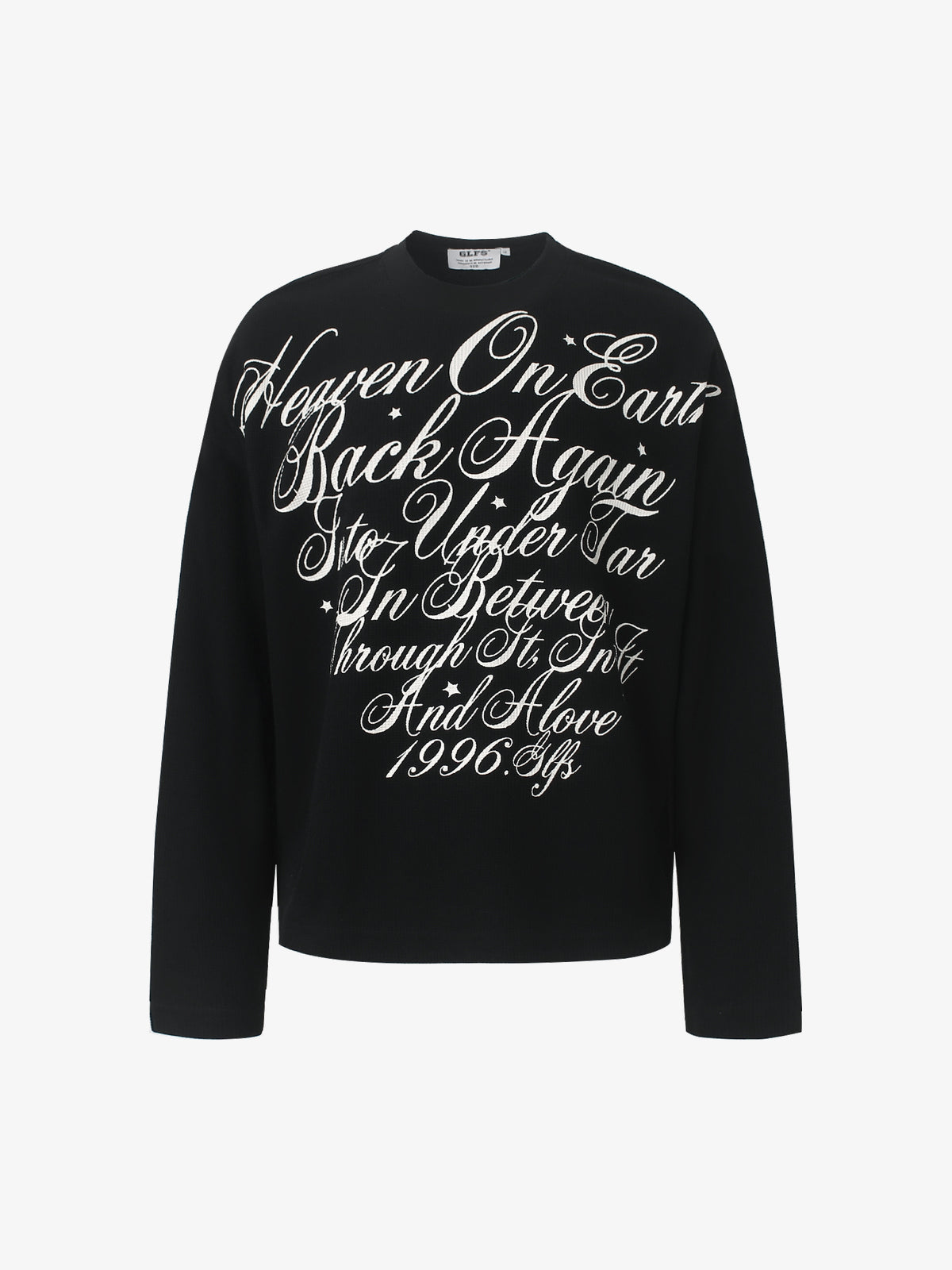 GLFS | Flowing Script Waffle Sweatshirt in Black - front view