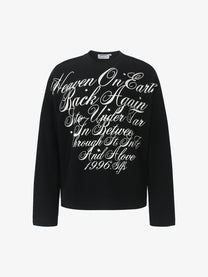 GLFS | Flowing Script Waffle Sweatshirt in Black - front view