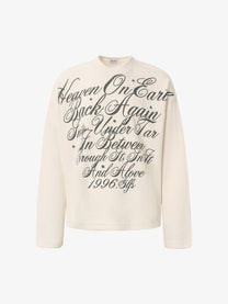 GLFS | Flowing Script Waffle Sweatshirt in Cream - front view