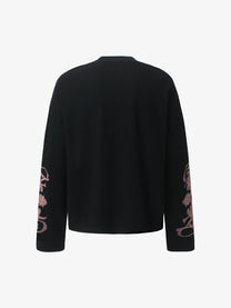 GLFS | Studded Ornate Cross Sweatshirt in Black - back view