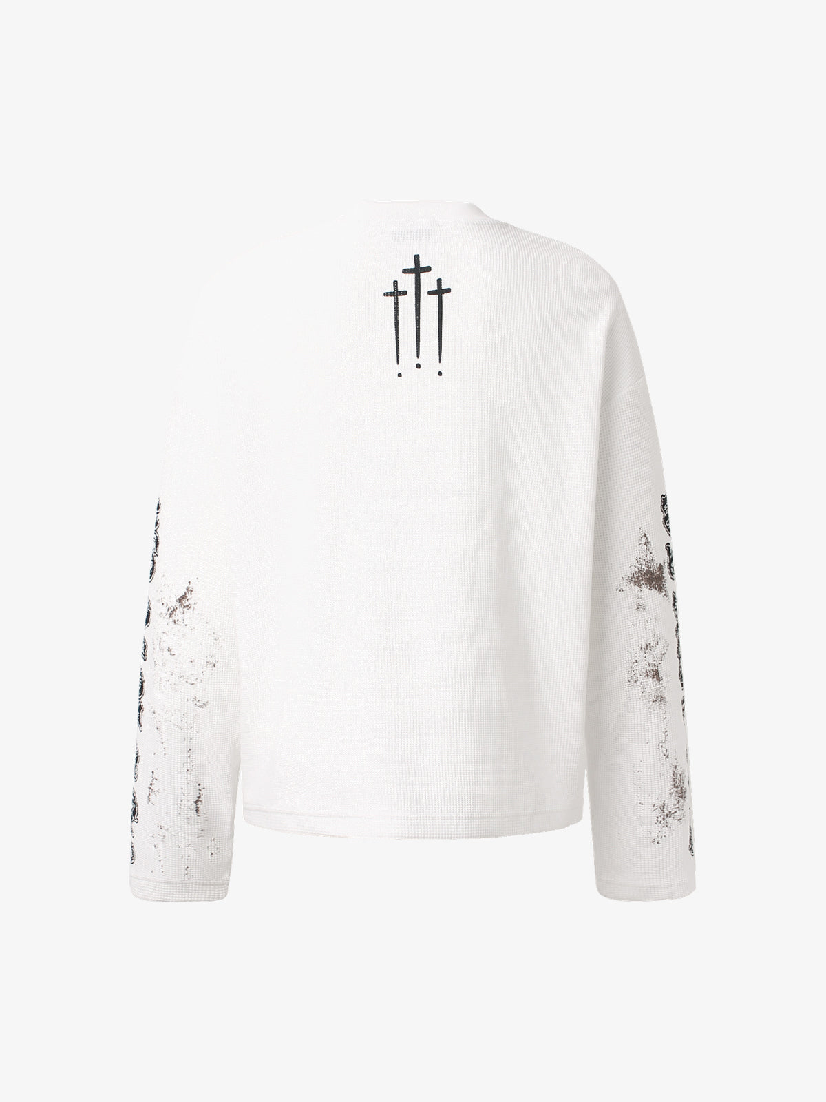 GLFS | Gothic Figure Cross Print Sweatshirt in White - back view