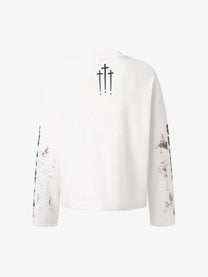 GLFS | Gothic Figure Cross Print Sweatshirt in White - back view