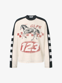 GLFS | Motorcycle 123 Color Block Sweatshirt in Cream-Black - front view