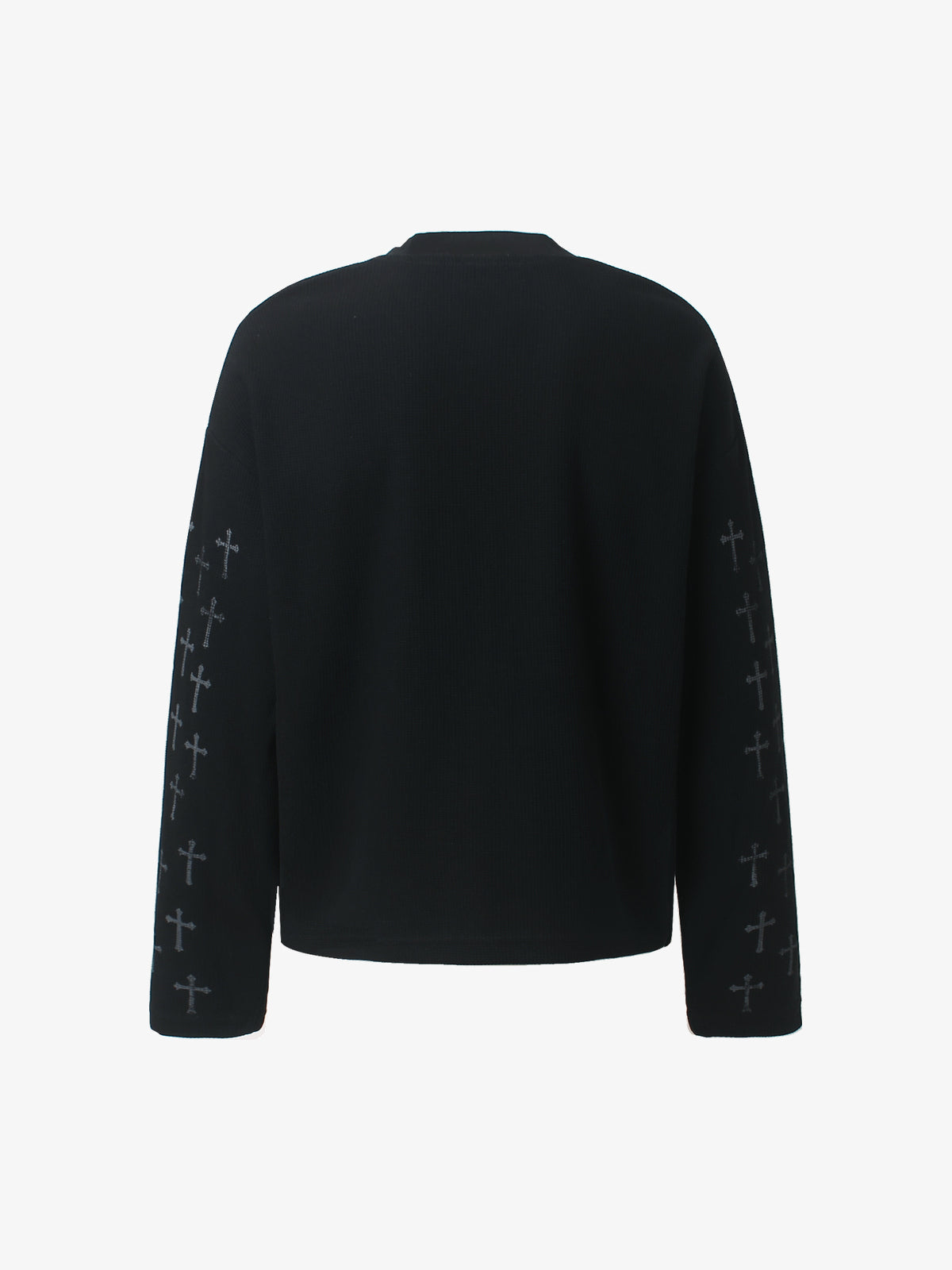 GLFS | Cross Sleeve Slogan Sweatshirt in Black - back view