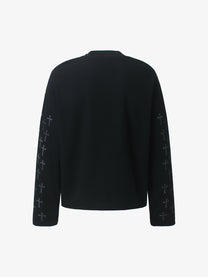 GLFS | Cross Sleeve Slogan Sweatshirt in Black - back view