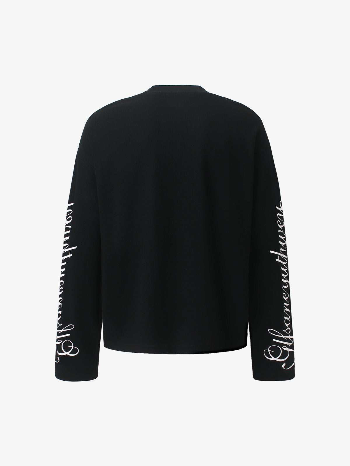 GLFS | Leopard Print Script Sleeve Sweatshirt in Black - back view