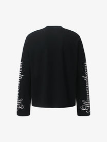 GLFS | Leopard Print Script Sleeve Sweatshirt in Black - back view