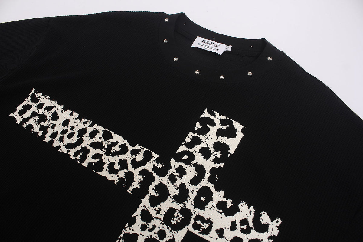 GLFS | Studded Leopard Cross Sweatshirt - product detail