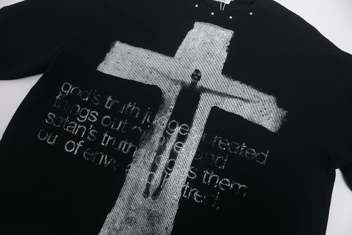 GLFS | Studded Distressed Cross Sweatshirt - product detail