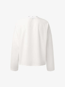 GLFS | Studded Distressed Cross Sweatshirt in White - back view