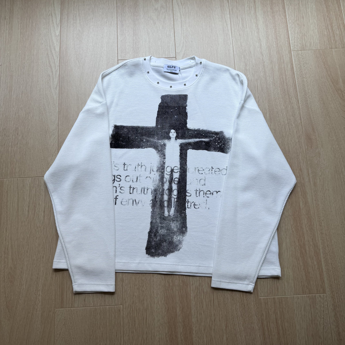 GLFS | Studded Distressed Cross Sweatshirt - product detail