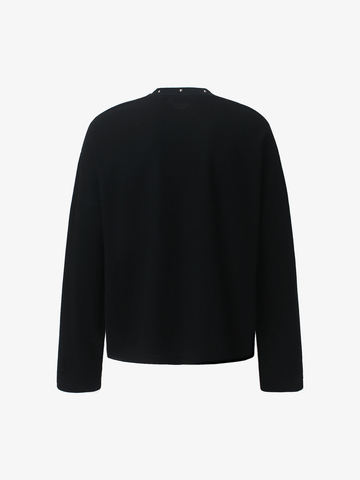 GLFS | Studded Newspaper Print Sweatshirt in Black - back view