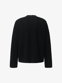 GLFS | Studded Newspaper Print Sweatshirt in Black - back view
