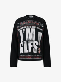 GLFS | Studded Newspaper Print Sweatshirt