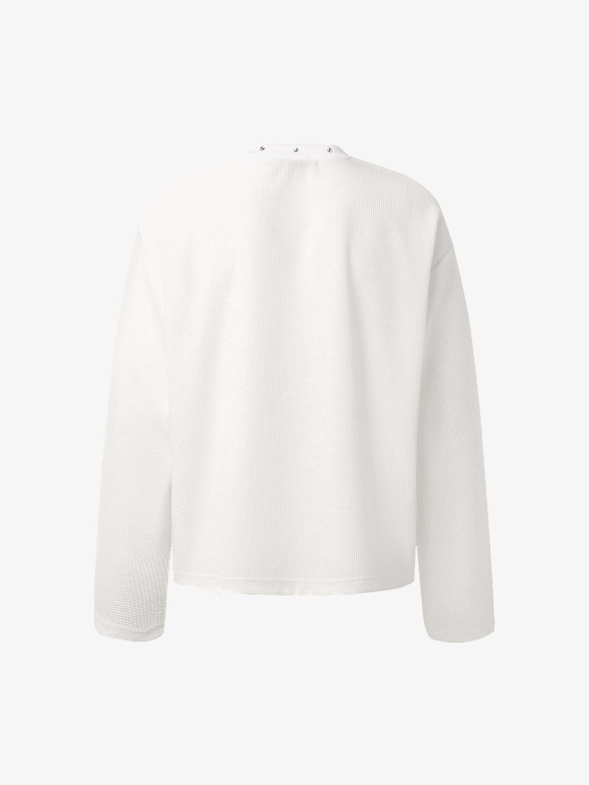 GLFS | Studded Newspaper Print Sweatshirt in White - back view