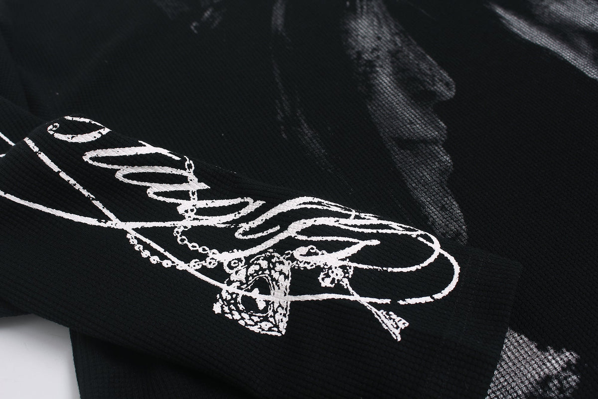 GLFS | Studded Shadow Figure Waffle Sweatshirt - product detail