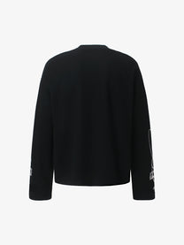 GLFS | Studded Shadow Figure Waffle Sweatshirt in Black - back view