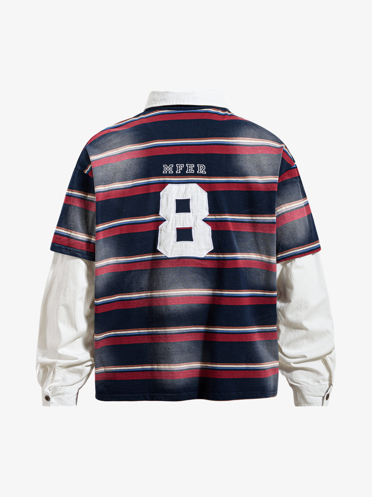 INSERROR MAFA | Number 8 Layered Sleeve Sweatshirt in Black - back view