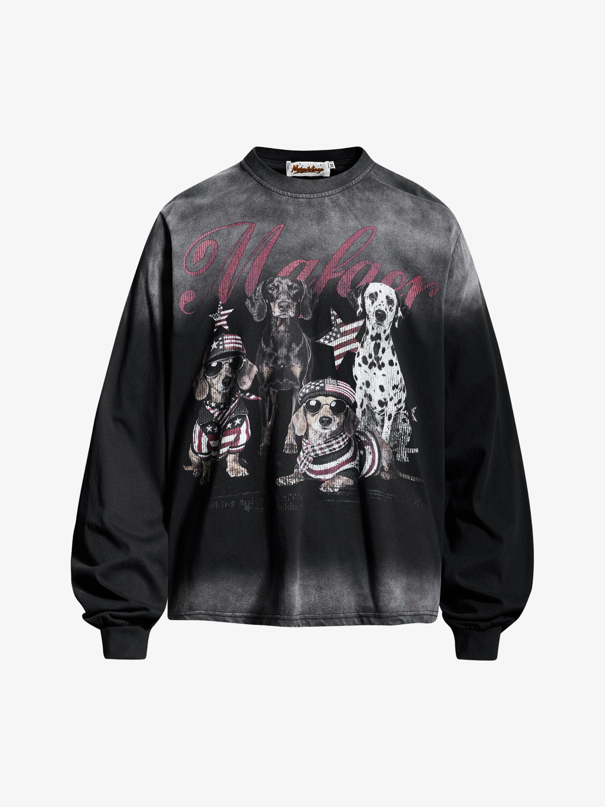 INSERROR MAFA | Distressed Dog Collage Sweatshirt in Black - front view