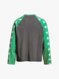 INSERROR MAFA | Cityscape Star Raglan Sweatshirt in Green - back view