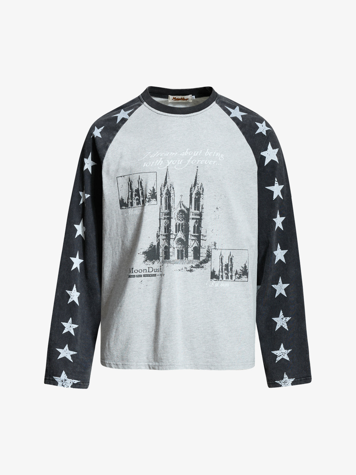 INSERROR MAFA | Cityscape Star Raglan Sweatshirt in Gray - front view