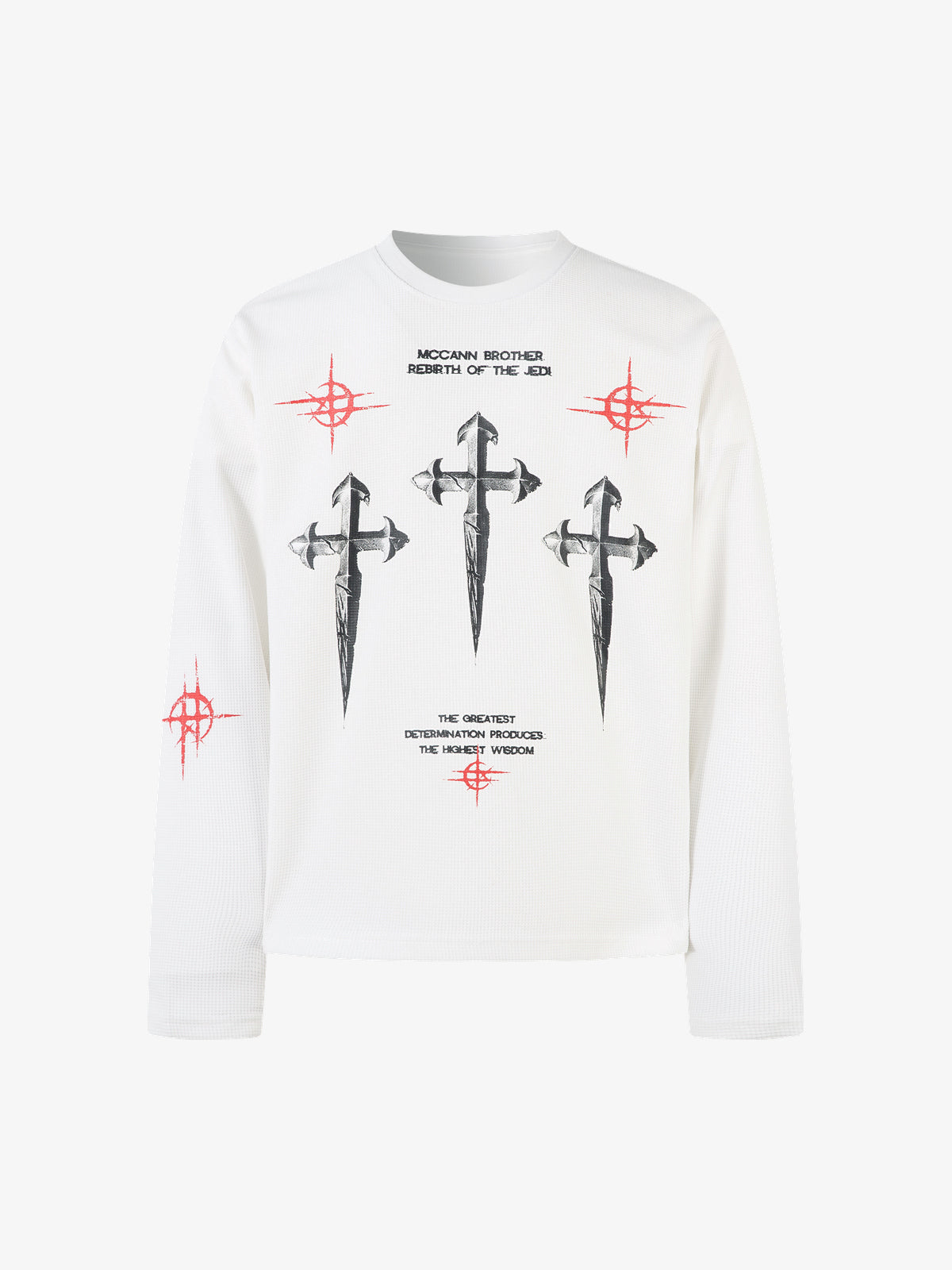 MCCNN | Triple Cross Star Sweatshirt in White - front view
