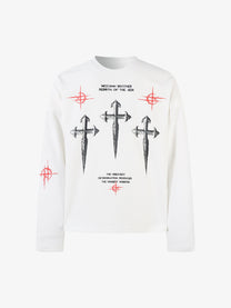 MCCNN | Triple Cross Star Sweatshirt in White - front view