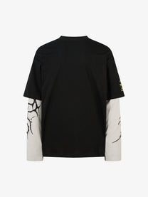 MCCNN | Poster Collage Layered Sleeve Sweatshirt in Black - back view